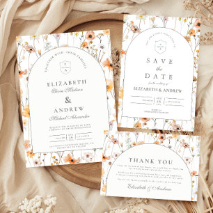 Minimalistischer Blumenbogen-Hochzeit Dankeskarte