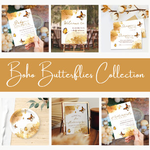 Boho Butterfly Guess Baby Due Date Calendar Poster