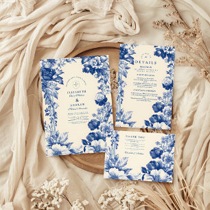 Vintage Hochzeit der Blauen Toile RSVP Karte