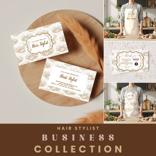 Eleganter Vintage-Blumen-Friseur Visitenkarte