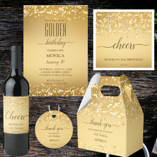 Adults Geburtstagsparty elegante Gold minimalistis Einladung