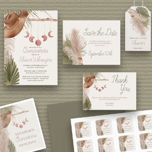 Boho Pampas Grass Western Quinceanera Save The Date