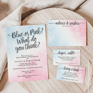 Raten Sie, wie viele Pink & Blue Wasserfarbenkarte Begleitkarte