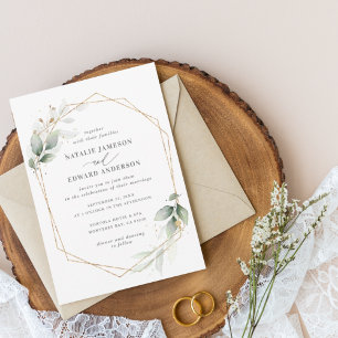 Aquarell botanisch grün goldene elegante Hochzeit Flyer