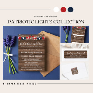Patriotic Lights Fourth of July Banner Wedding Einladung