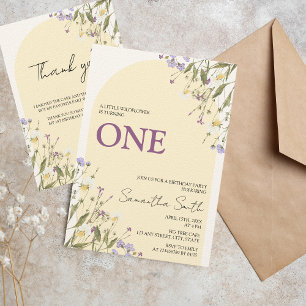 Little Wildblume Ästhetik 1. Geburtstag Foto Einladung
