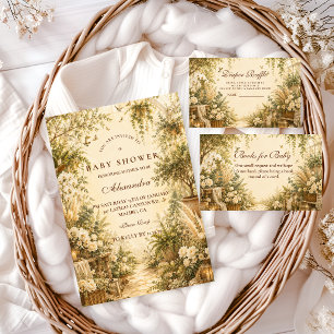 Zeitloses Botanisches Boho-Baby-Shower Einladung