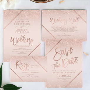 Rose Gold Glitzer Typografie rot Rosa Hochzeit Einladung