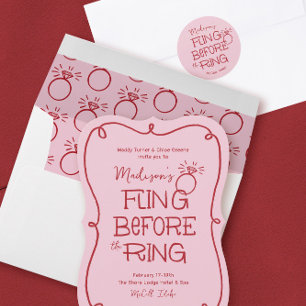 Rote und rosa Doodle-Zeichnung vor dem Ring Runder Aufkleber