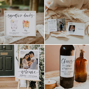 Bar für moderne Getränke Hochzeitszeichen Poster