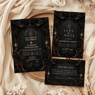 Dunkle Country-Goth-Hochzeit Save The Date