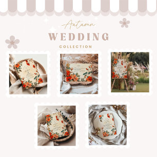Rustikale Orangefarbene Florale Hochzeit Einladung