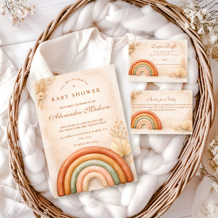 Boho-Neutrale Rainbow-Baby-Party Einladung
