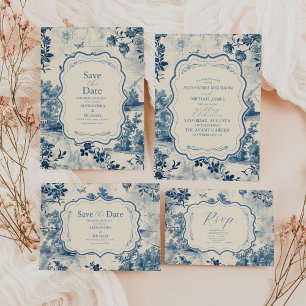 Viktorianische Dusty Blue RSVP Karte