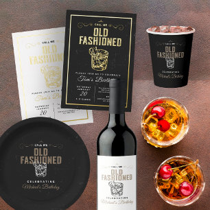 Rufen Sie den altmodischen Whiskey-Cocktail zum Ge Alkoholflaschenetikett