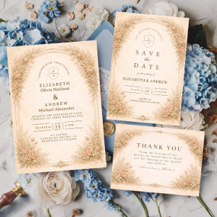 Edle Vintage-Wildblumen-Hochzeit Dankeskarte