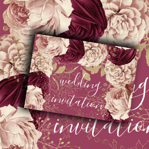 Burgundy Marsala Wedding Rose Roses Roses Floral Einladung
