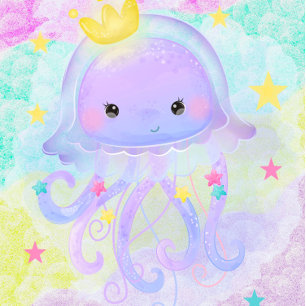 Niedliche Lila Princess Jellyfish Girl Babydusche Einladung
