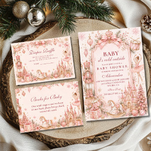 Rosa Nussknacker-Baby-Party Einladung
