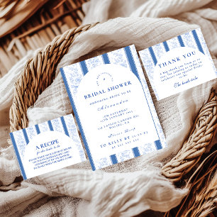 Blaues Elfenbeingarten Blumen-Brautjungferparty Dankeskarte