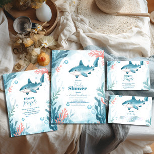 Hai unter dem Meer Tiere Diapper Raffle Begleitkarte