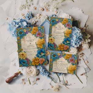 Teal Gold Botanische Hochzeit Dankeskarte