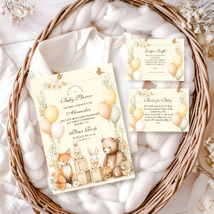 Woodland Forest Animals Kinderdusche Einladung
