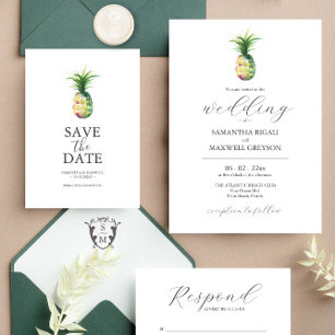 Hochzeit in Urlaubsort Save the Date tropisch