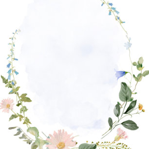 Greenery Dusty Blue Gold Wildblumen Wedding Einladung