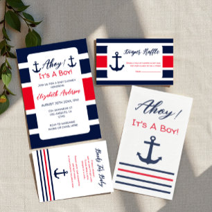 Ahoy, ein Junge! Nautische Babyparty Einladung