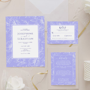Elegante Floral Periwinkle Boho Moderne Hochzeit RSVP Karte