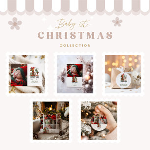 2 Foto Kariert Erstes Weihnachtsfest Feiertagskarte