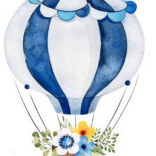 Navy Blue Hot Air Ballon Floral Boy Baby Dusche Einladung