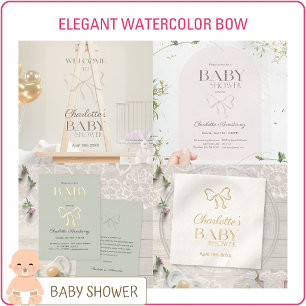 Saubere Weiße Elegante Schleife Baby Shower Folieneinladung