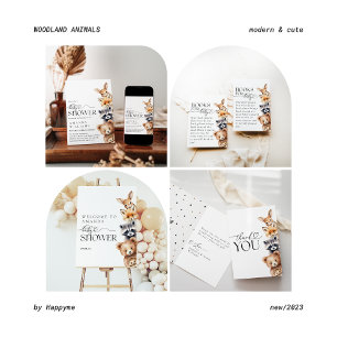 Woodland Animals Moderne Babyduschbücher Begleitkarte