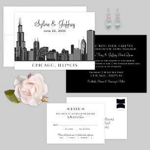 Chicago City Skyline Wedding Monogram Tischnummer