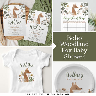 Boho Woodland Fox Wild One Baby Bodysuit Baby Strampler