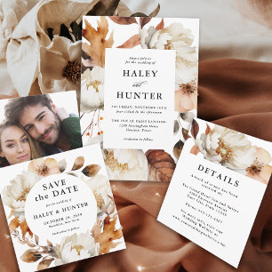 Rustikaler Fall Floral Save the Date mit Foto