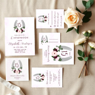 Bloraler Western Horseshoe Quinceanera RSVP Karte