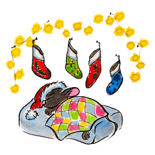 Weihnachts- und Neujahrsmaus mit Strümpfen