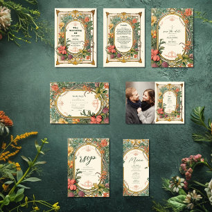 Vintage Blumenhochzeit RSVP Karte