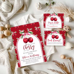 Cherry Coquette Bow Girl Babydusche Buchanfrage Begleitkarte