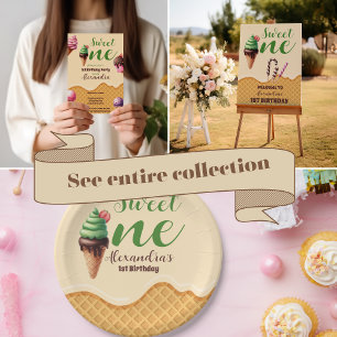 Eiscreme Sweet One First Birthday Einladung