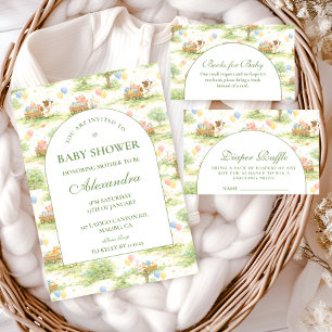 Ländliche Bauernhoftiere Pastell-Diaper-Raffle Begleitkarte