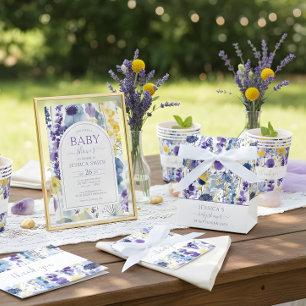 Lila Gelbe Wildblume Kinderdusche Einladung