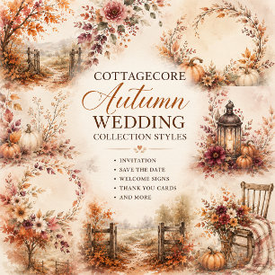 ländliche Herbst-Ernte Cottagecore-Hochzeitskranz Einladung