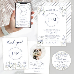 Dusty Blue winzige Wildblume Einladung