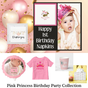 Girl's 1. Geburtstag Woodland Pink Floral Einladung