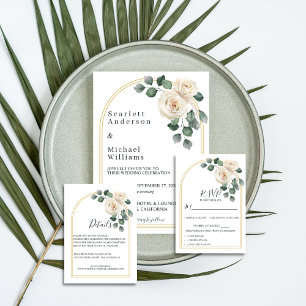 Weiße Rosen Frühlingshochzeit Romantische Hochzeit Einladungsbanderole
