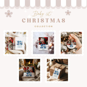 8 Foto Blue Snowman Erster Weihnachtsmann Feiertagskarte